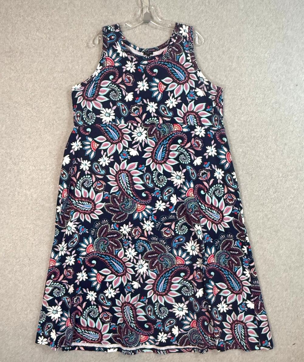 Talbots Dress Size 2X Paisley Floral Old Money Classic Timeless Brunch Church